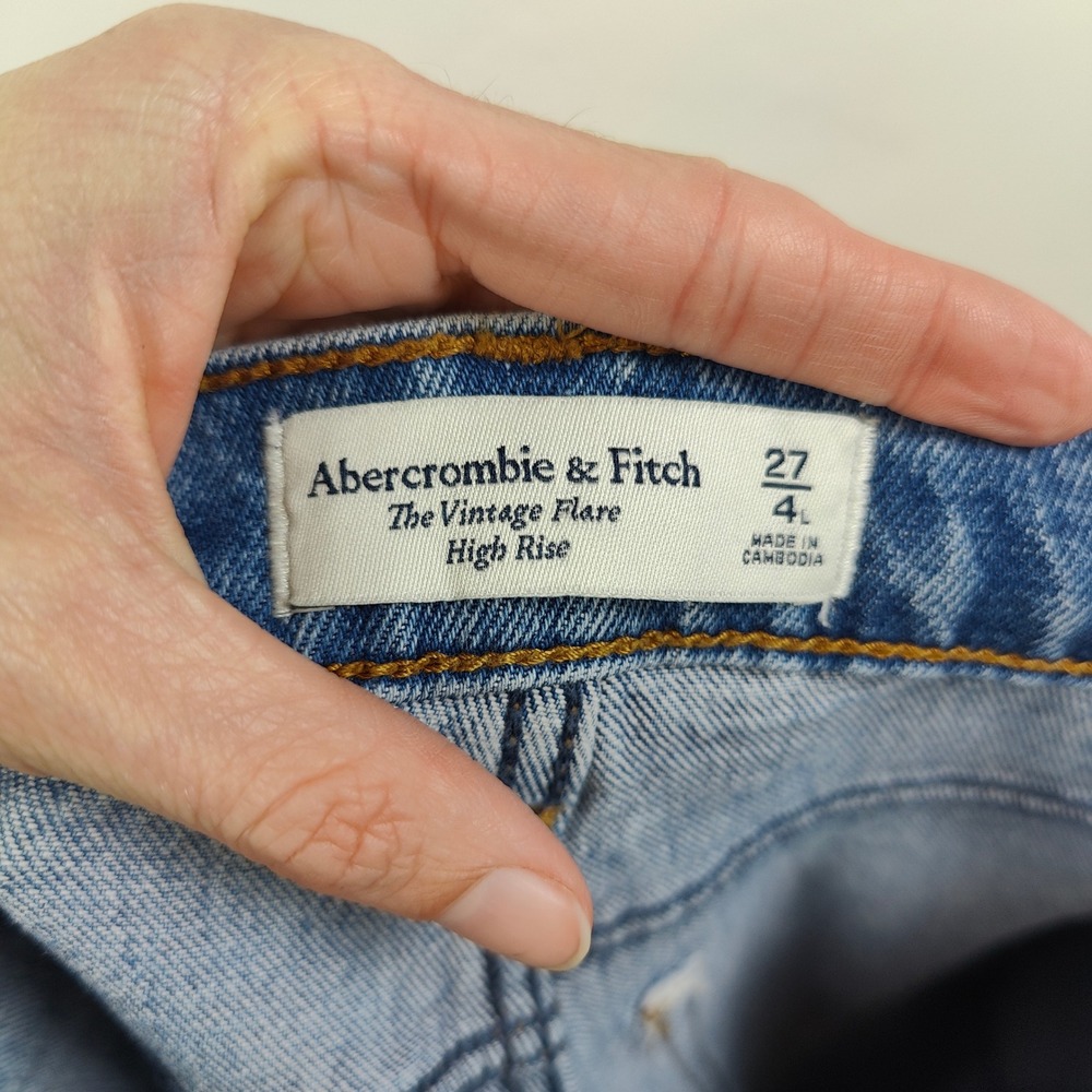 Abercrombie & Fitch The Vintage Flare Jeans Womens 4L 27 Long Blue High Rise - Picture 10 of 13